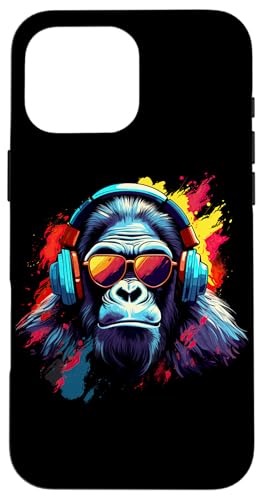 Hülle für iPhone 16 Pro Max DJ Affe mit Kopfhörer und Sonnenbrille Musik Party Affen von Lustiges Affen Outfit für DJs und Monkey Liebhaber