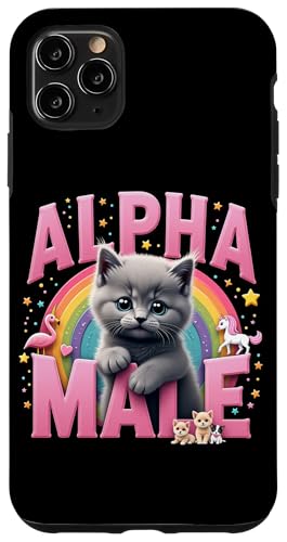 Hülle für iPhone 11 Pro Max Lustiges Katzen Flamingo Alpha Funny Meme Cat Male Männer von Lustiges Alpha Meme Male Tier mit Regenbogen