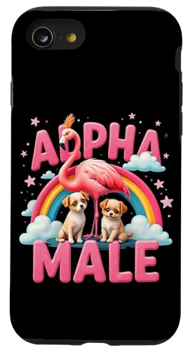 Hülle für iPhone SE (2020) / 7 / 8 Lustiges Flamingo Hund Alpha Funny Flamingo Meme Male Männer von Lustiges Alpha Meme Male Tier mit Regenbogen