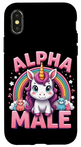 Hülle für iPhone X/XS Lustiges Einhorn Alpha Unicorn Meme Male Männer Männlich von Lustiges Alpha Meme Male Tier mit Regenbogen