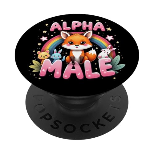 Lustiges Fuchs Alpha Funny Fox Meme Male Männer Frauen PopSockets Klebender PopGrip von Lustiges Alpha Meme Male Tier mit Regenbogen