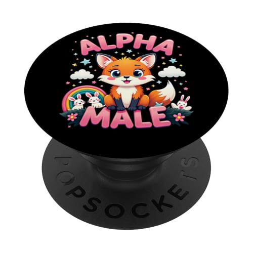 Lustiges Fuchs Alpha Funny Fox Meme Male Männer Frauen PopSockets Klebender PopGrip von Lustiges Alpha Meme Male Tier mit Regenbogen