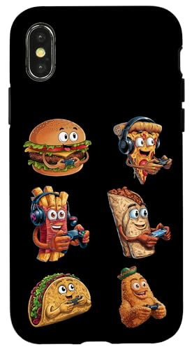 Hülle für iPhone X/XS Lustiges Fast Food Gamer Burger Gaming Pizza Zocken Zocker von Lustiges Gaming Fast Food Kostüm Pommes Taco Essen