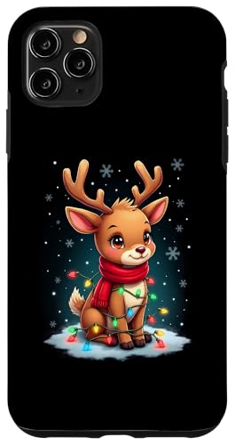 Hülle für iPhone 11 Pro Max Süßes Rentier Xmas Mädchen Jungen Lichterkette Weihnachten von Lustiges Rentier Weihnachten Familien Shop