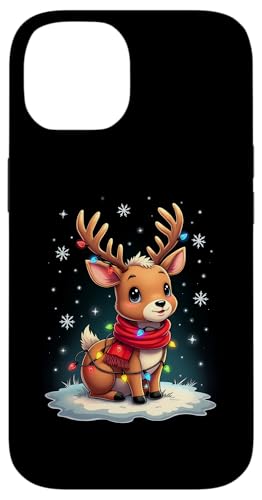 Hülle für iPhone 14 Süßes Rentier Xmas Mädchen Jungen Lichterkette Weihnachten von Lustiges Rentier Weihnachten Familien Shop