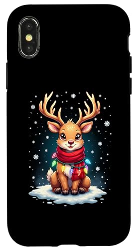 Hülle für iPhone X/XS Süßes Rentier Xmas Mädchen Jungen Lichterkette Weihnachten von Lustiges Rentier Weihnachten Familien Shop