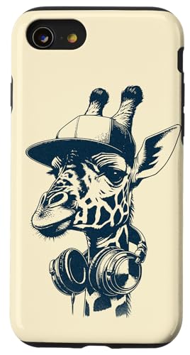 Hülle für iPhone SE (2020) / 7 / 8 Giraffe mit Kopfhörern DJ Musik Gamer Streamer von Lustiges Tier mit Kopfhörern, Musikliebhaber