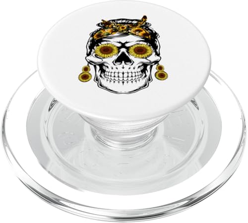 Damen Totenkopf Bandana Stirnband Floral Halloween PopSockets PopGrip für MagSafe von Lustiges Totenkopf-Halloween-Skelett für Frauen