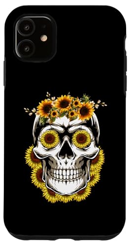 Hülle für iPhone 11 Damen Totenkopf Bandana Stirnband Floral Halloween Totenkopf von Lustiges Totenkopf-Halloween-Skelett für Frauen