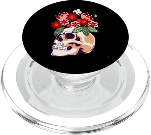 Vintager Blumenschädel blühender Blumen-Halloween-Schädel PopSockets PopGrip für MagSafe von Lustiges Totenkopf-Halloween-Skelett für Frauen