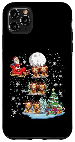 Hülle für iPhone 11 Pro Max Weihnachts-Löwen-Weihnachts-Familien-Pyjama mit reitendem von Lustiges Weihnachtstier für Frauen