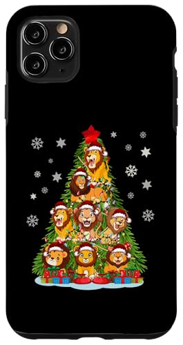 Hülle für iPhone 11 Pro Max Weihnachtsbeleuchtung, Löwe, Weihnachtsbaum, Weihnachtsmann von Lustiges Weihnachtstier für Frauen