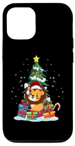 Hülle für iPhone 14 Pro Weihnachtsbeleuchtung, Löwe, Weihnachtsbaum, Weihnachtsmann von Lustiges Weihnachtstier für Frauen