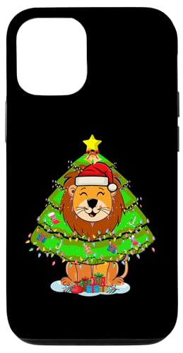 Hülle für iPhone 14 Weihnachtsbeleuchtung, Löwe, Weihnachtsbaum, Weihnachtsmann von Lustiges Weihnachtstier für Frauen