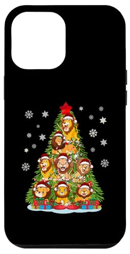 Hülle für iPhone 15 Pro Max Weihnachtsbeleuchtung, Löwe, Weihnachtsbaum, Weihnachtsmann von Lustiges Weihnachtstier für Frauen