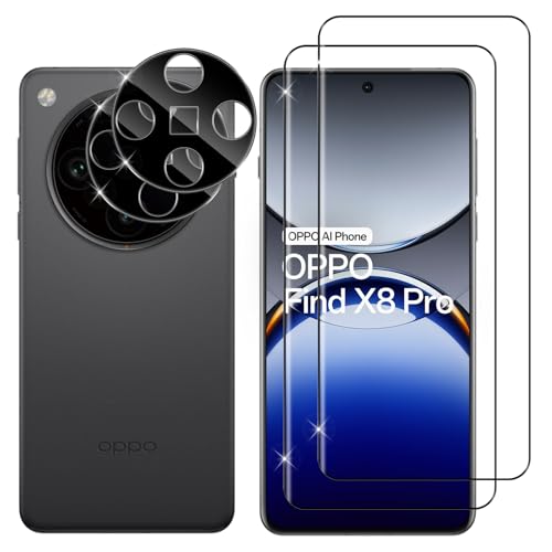 Lutree für Oppo Find X8 Pro für Panzerglas mit Kameraschutz, [2 + 2 Stück], 3D Full Screen Anti-Fingerabdruck Displayfolie, 9H Härte HD Schutzfolie, Bläschenfrei Anti-Kratzer Folie von Lutree