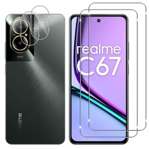 Lutree für Realme C67 4G für Panzerglas Schutzfolie, 2+2 Stück Schutzglas + Kameraschutz Panzerfolie, 9H Härte HD Displayschutz Anti- Kratzer Bläschenfrei Displayfolie von Lutree