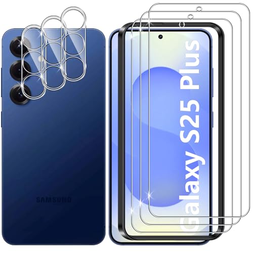 Lutree für Samsung Galaxy S25 Plus 5G/S25+ 5G für Panzerglas Schutzfolie, 3+3 Stück Schutzglas + Kameraschutz Folie, 9H Härte HD Displayschutz Bläschenfrei Anti- Kratzer Displayfolie von Lutree