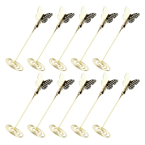 Luxshiny 10 Stück Schmetterlings-Tischnummernhalter Bildhalter Kartenhalter Mit Schmetterlings-Menü-Memo-Clips Menü-Clips Tischschildhalter Für Hochzeit Jahrestag Geburtstag (Golden). von Luxshiny