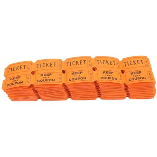 Luxshiny Doppelrollen-Tombola-Veranstaltungstickets 100 Stück Tickets Großpackung 50/50 Tombola-Tickets Für Veranstaltungen Karneval Eintrittsklasse Belohnungspreise (Orange) von Luxshiny