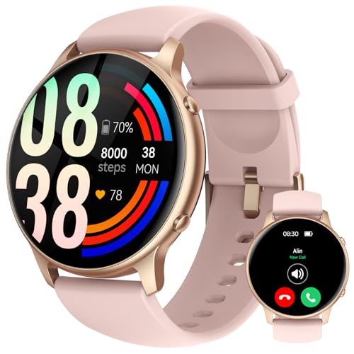 Luxtrine Smartwatch Damen mit Telefonfunktion - 1,32" Touchscreen Fitnessuhr, IP68 Wasserdicht Sportuhr, Herzfrequenz/SpO2/Schlafmonitor/Schrittzähler/DIY-Zifferblatt Smart Watches für iOS Android von Luxtrine