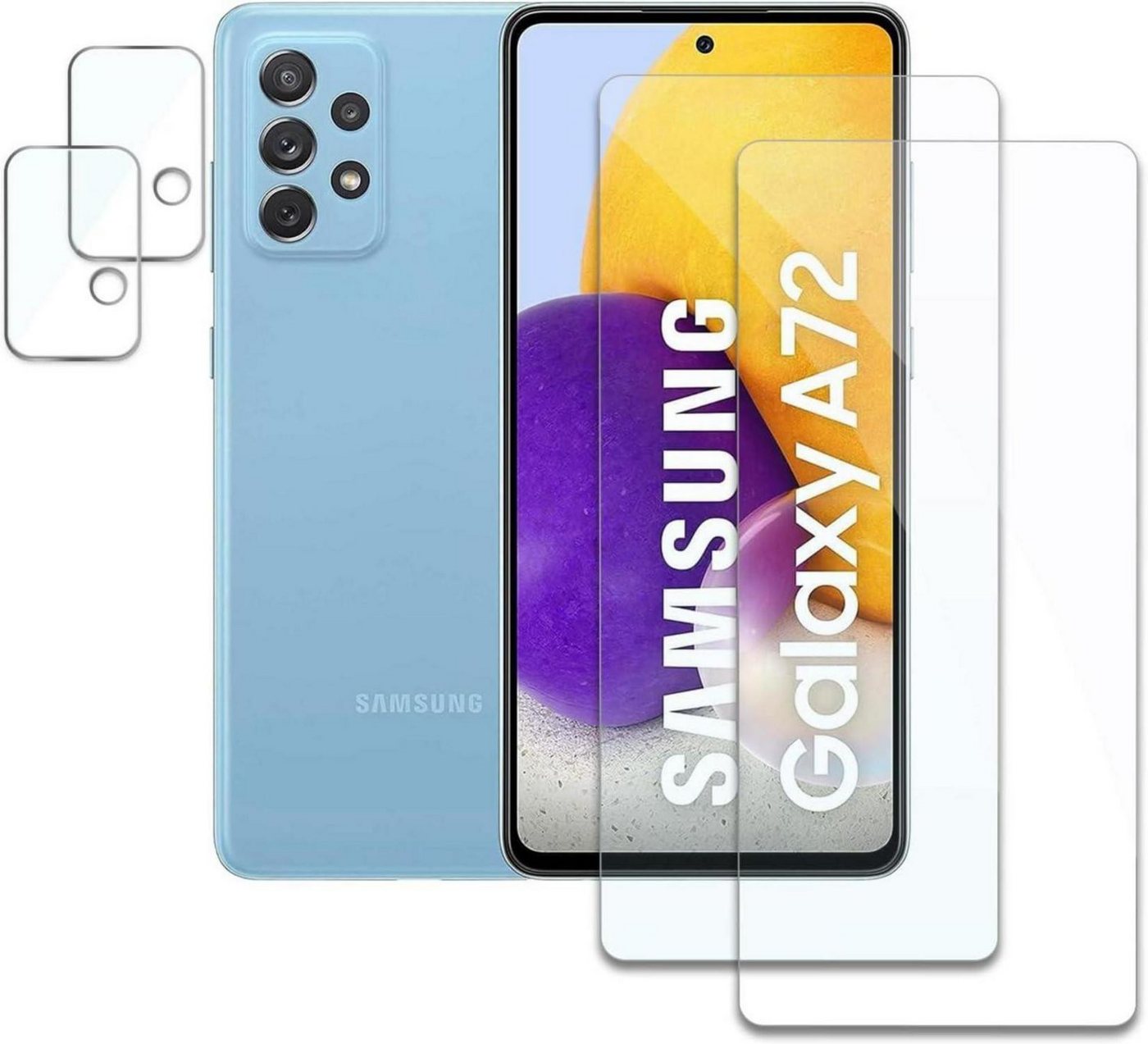 LuxusKollektion Displayschutzglas Schutzfolie Samsung Galaxy A72: 2x Gehärtetes Glas, Kameraschutz, HD LuxusKollektion Displayschutzglas Schutzfolie Samsung Galaxy A72: 2x Gehärtetes Glas, Kameraschutz, HD von LuxusKollektion