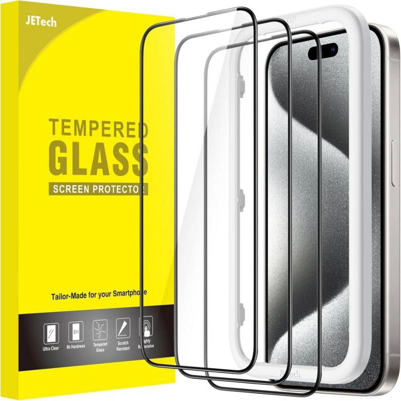 LuxusKollektion Displayschutzglas Schutzfolie iPhone 15 Pro 6,1 Zoll Schwarzer Rand Panzer Glas von LuxusKollektion