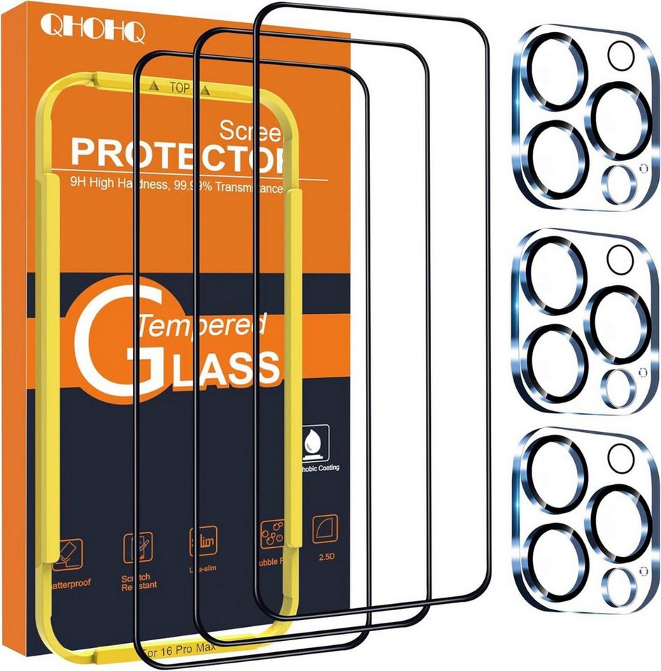 LuxusKollektion Displayschutzglas iPhone 16 Pro Max Kamera Panzerglas Schutzfolie 9H+ Anti-Kratzer [3+3 von LuxusKollektion