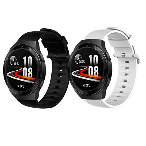 LvBu Armband Kompatibel Für Huawei Watch GT 2e, Sport Silikon Classic Ersatz Uhrenarmband Für Huawei Watch GT 2e Smartwatch (White+Black) von LvBu