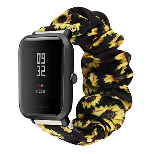 LvBu Armband Kompatibel mit Amazfit Bip, weiche Haargummis Uhrenarmband für Amazfit Bip Smartwatch (Sunflower) von LvBu