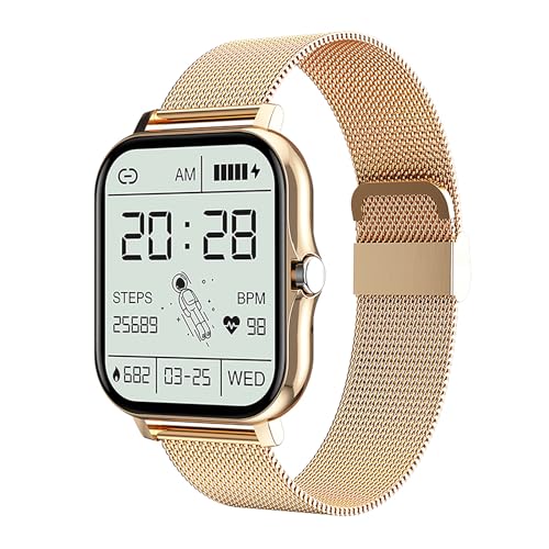 Lvpradior Fitness-Tracker, IP67 wasserdichte Smartwatch mit Blutsauerstoff, Blutdruck, 24/7-Herzfrequenz- und Schlaf-Tracking, Bluetooth-Anruf, Musikwiedergabe, Erinnerungsfunktion (Gold) von Lvpradior