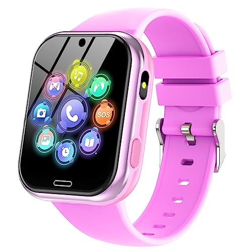 Smart Watch Kinder Telefon Uhr, Smartwatch für Mädchen Jungen mit Spiele Schrittzähler Anruf SOS Musik Kamera Wecker, Kinderuhr Telefonieren für Kids 3-12 Jahre Geschenke, Kids Smart Watch (Rose) von Lylica