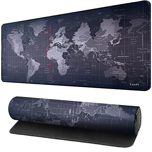 LznYi XL Gaming Mauspad Weltkarte 600x300mm Großes Mousepad Anti-Rutsch Schreibtischunterlage Tischunterlage für PC, Laptop (60x30 Map01) von LznYi