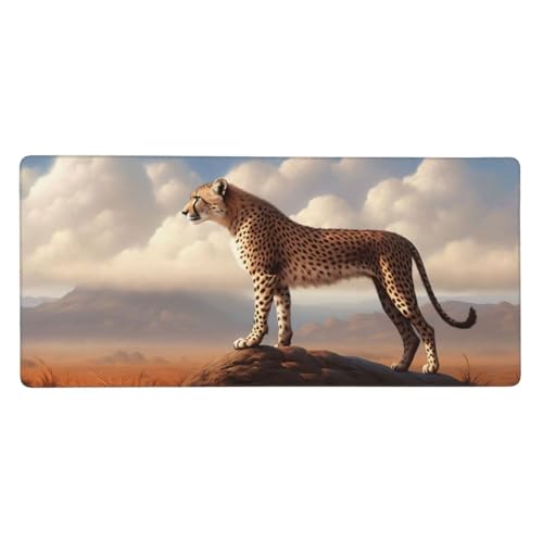 Gaming Mauspad XXL Groß （1000 x 400 x 3 mm） Leopard Mauspad rutschfeste Gummibasis, Wassxerdicht Anti-Rutsch Verbessert Präzision Und Geschwindigkei, Für Home Office Computer Laptop S5332 von Lzonge