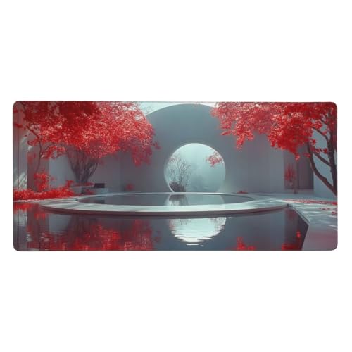 Gaming Mauspad XXL Groß （1200 x 400 x 3 mm） Rosa Schwimmbad Mauspad rutschfeste Gummibasis, Wassxerdicht Anti-Rutsch Verbessert Präzision Und Geschwindigkei, Für Home Office Computer Laptop S3475 von Lzonge