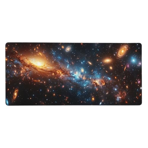 Gaming Mauspad XXL Groß （800 x 300 x 3 mm） Universum Sternenhimmel Mauspad rutschfeste Gummibasis, Wassxerdicht Anti-Rutsch Verbessert Präzision Und Geschwindigkei, Für Home Office Computer S9514 von Lzonge