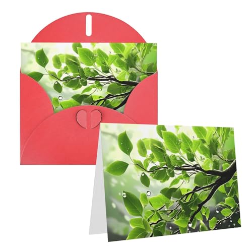 Lzqpoeas Refreshing Leaves Grußkarten-Set, blanko, Notizkarten mit Umschlägen, blanko, Grußkarte, 10,2 x 15,2 cm, für alle Anlässe, Rot von Lzqpoeas