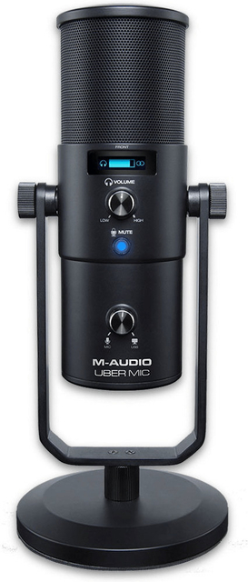 M-Audio Uber Mic - USB Kondensator Mikrofon für Gaming, Streaming, Podcast, Studioaufnahmen, mit 4 Richtcharakteristiken, Mute-Taste, Kopfhörer-Out von M-Audio