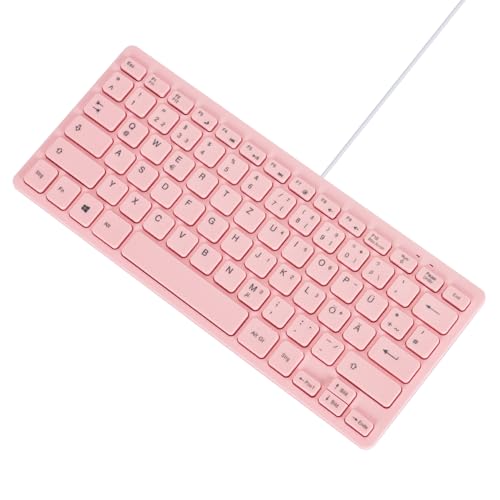 MCSaite Wired Mini Rosa Tastaturen - Spritzwassergeschützt, Mini Tastatur ohne nummernblock, Ergonomische compact Design für Windows PC Desktops, Laptop von M MC Saite