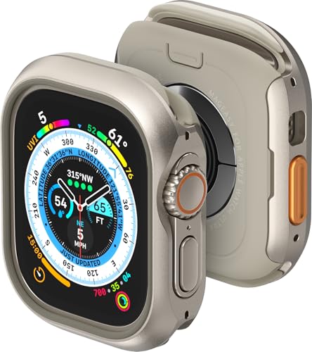 MAGEASY Robuste Schutzhülle aus Flugzeugaluminium für Apple Watch Ultra 2, Apple Watch Ultra 49 mm, 2-in-1-Metall-Hartschale mit stoßfester Innenstoßstange für maximalen Schutz, Odyssey – Titan von MAGEASY