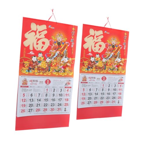 MAGICLULU 2 Stück 2025 Jahr Der Schlange Wandkalender Tageskalender Jahreskalender Mondneujahr Ornament Monatskalender 2025 Hängekalender Chinesisches Neujahr Tischkalender Papier Rot von MAGICLULU