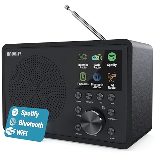 Internetradio WLAN | DAB+ Radio mit Bluetooth | DAB Plus Radio Küchenradio | Internet Radio WLAN mit DSP Lautsprecher | Digitalradio DAB Plus | Frontier Oktiv App Fernsteuerung | MAJORITY Touro von MAJORITY