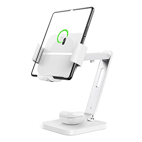 Aluminiumlegierung Kabelloses Ladegerät Kompatibel mit Samsung, MAKAQI 2 in 1 Wireless Charging Station für Samsung Galaxy Z Fold 6/5/4/3/S21/S22 Ultra S20,Buds3/3 Pro/2/2/Pro/Live (weiß) von MAKAQI