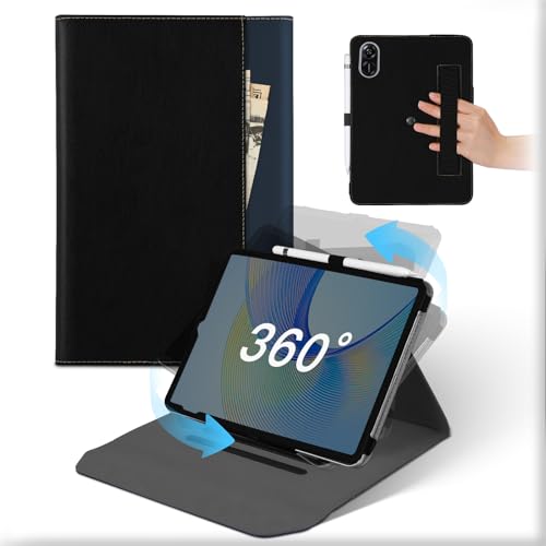 Für Honor Pad X9/Honor Pad X8 Pro 11,5 Zoll 2023 Hülle, 360°Drehbare Abnehmbare Ständer Leder Case mit Stifthalter & Tasche, Flip Stoßfeste Tablet Schützhülle Für Honor Pad X9 Schwarz Blau von MAMA MOUTH