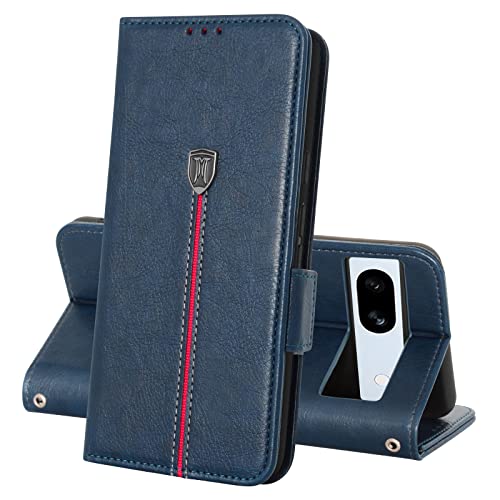 MAMA MOUTH Hülle für Google Pixel 7a, Magnet Leder Kartenfach Handyhülle, Klappbar Wallet Tasche für Pixel 7a Schutzhülle, Flip TPU Bumper Silikon Cover, Stoßfeste Case für Google Pixel 7a Blau von MAMA MOUTH