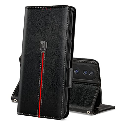 MAMA MOUTH Hülle für Honor 70, Magnet Leder Kartenfach Handyhülle, Klappbar Wallet Tasche für Honor 70 Schutzhülle, Flip TPU Bumper Silikon Cover, Stoßfeste Case für Honor 70 Schwarz von MAMA MOUTH