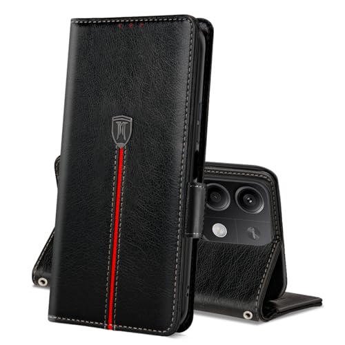 MAMA MOUTH Hülle für Xiaomi Redmi Note 13 5G, Magnet Leder Kartenfach Handyhülle, Klappbar Wallet Tasche Schutzhülle, Flip TPU Bumper Silikon Cover, Stoßfeste Case für Redmi Note 13 Schwarz von MAMA MOUTH