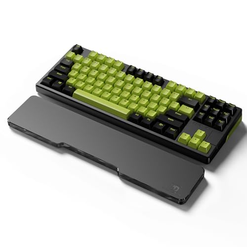 MAMBASNAKE CNC Acryl-Handballenauflage für Tenkeyless 87 Tasten Tastatur, Schwarze Acryl-Tastatur-Handauflage, Rutschfeste Gummifüße, Ergonomische Keyboard Wrist Rest für Office/Gaming/Laptop von MAMBASNAKE