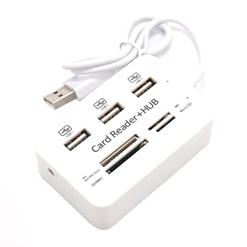 MANDDLAB 1 x 3-Port-USB-Hub 2.0 Splitter-Kombi-Kartenleser, 7-in-1, tragbar, unterstützt TF, SD, M2, SDHC-Karte, Lesen und Schreiben von MANDDLAB