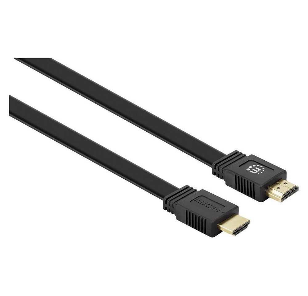 MANHATTAN Flaches High Speed HDMI-Kabel mit Ethernet-Kanal HDMI-Kabel, 4K UHD, doppelt geschirmt, flach, Flache Ausführung von MANHATTAN